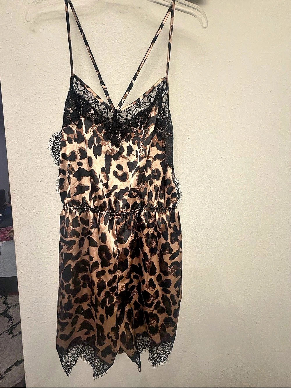 Leopard Lace Trim Romper/Night gown Size 2XL